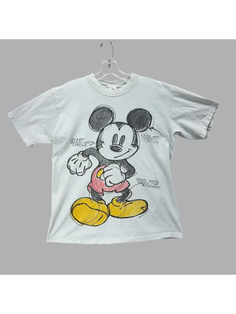 Vintage Disney Mickey Mouse Sketch T Shirt USA Made Double Sided Graphic 90s M - Picture 1 of 9